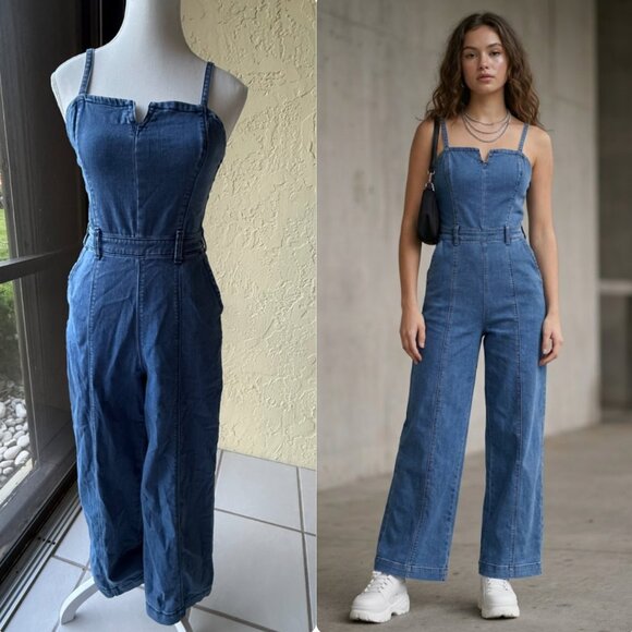 Hollister Pants - Hollister Denim Jumpsuit | Women’s Small | Smocked Back | Belt Missing